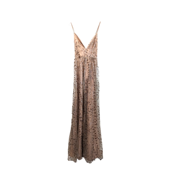 LULU'S Luminous Night Taupe Rainbow Glitter Bronze Sequin Maxi Dress - Picture 2 of 5